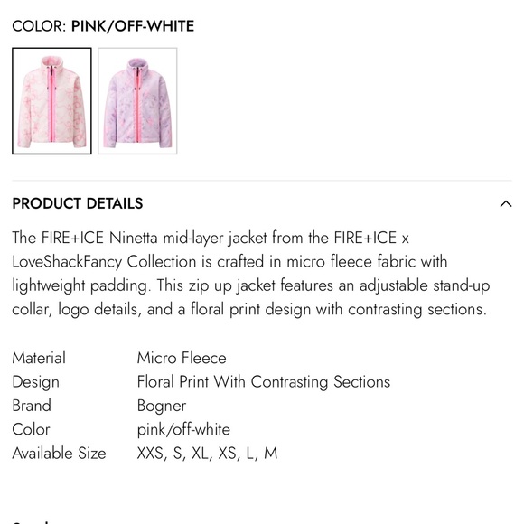 NWT Bogner FIRE+ICE x LoveShackFancy Ninetta 2 Jacket Hibiscus Medium RARE - Picture 8 of 8